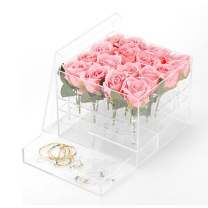 Pull-Out Drawer of Clear Acrylic Flower Box