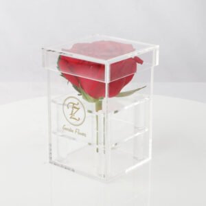 clear acrylic rose gift box front view