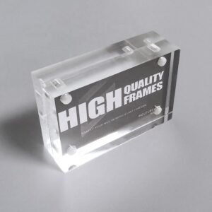 magnetic acrylic photo block frame on desk