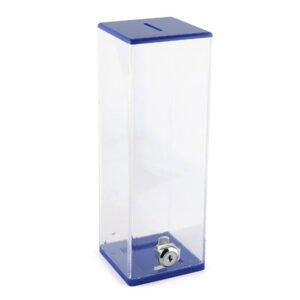 Pre-slotted top of tall acrylic donation box