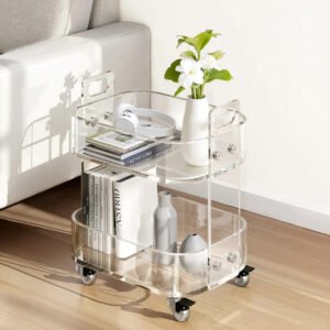 acrylic cart table with wheels in living room