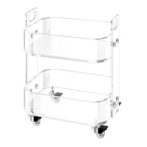 acrylic cart table with lockable wheels