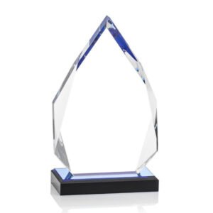 acrylic award with black base and blue top