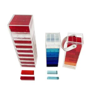 acrylic stacking game in clear storage case with handle