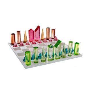 custom lucite board games acrylic chess set colorful pieces