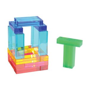 lucite jumbling tower blocks stacking colorful play