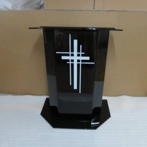 black acrylic church lectern with cross