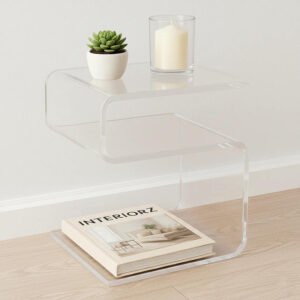 acrylic s curve end table in living room