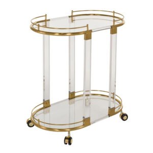 acrylic rolling bar cart with shelves