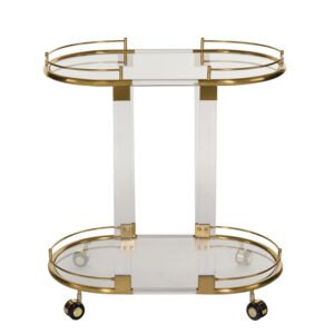 modern acrylic bar cart with metal accents