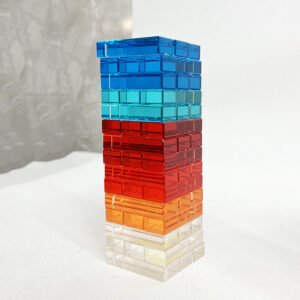 acrylic tumbling tower set rainbow gradient blocks