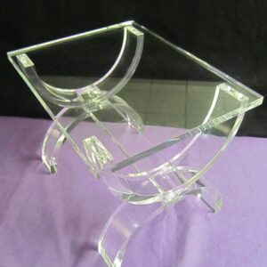 polished edge detail of acrylic bench furniture