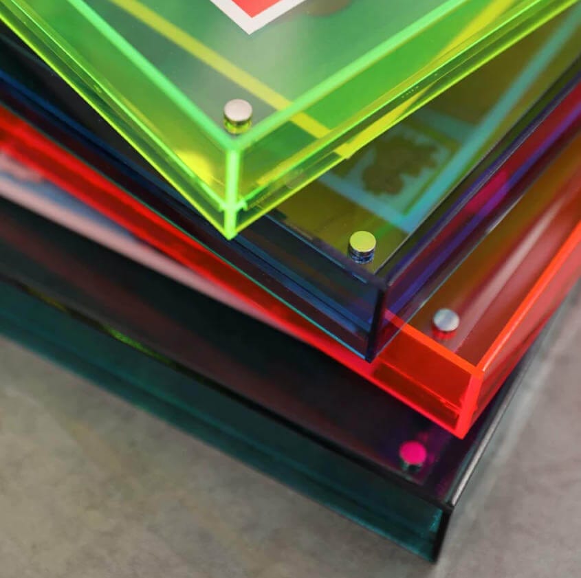 acrylic shadow box frame corner polished detail