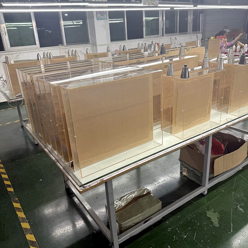 custom acrylic shadow box frames in factory production