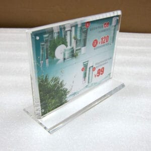 acrylic T shape sign frame retail display menu holder