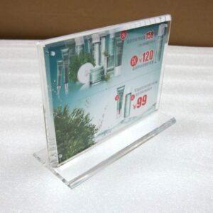 acrylic T shape sign frame retail display menu holder