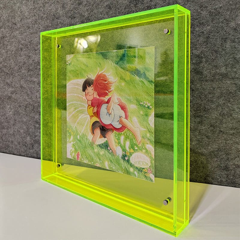 neon green acrylic shadow box frame modern display