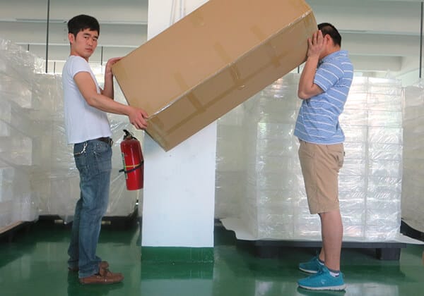 Drop testing of packaged acrylic products for shipping protection validation at ACRYLIC2GO