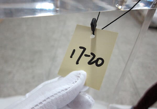 Quality control tags applied to acrylic products for traceability at ACRYLIC2GO