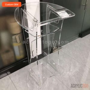 Modern curved acrylic podium wave design - custom OEM manufacturer - ACRYLIC2GO