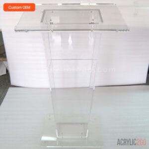 V-shape tapered acrylic podium with wide top narrow base - OEM manufacturer - ACRYLIC2GO