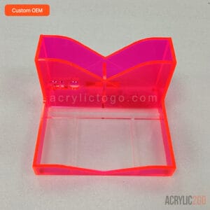 Open top view of acrylic storage box showing the wave-shaped upright compartments and tray